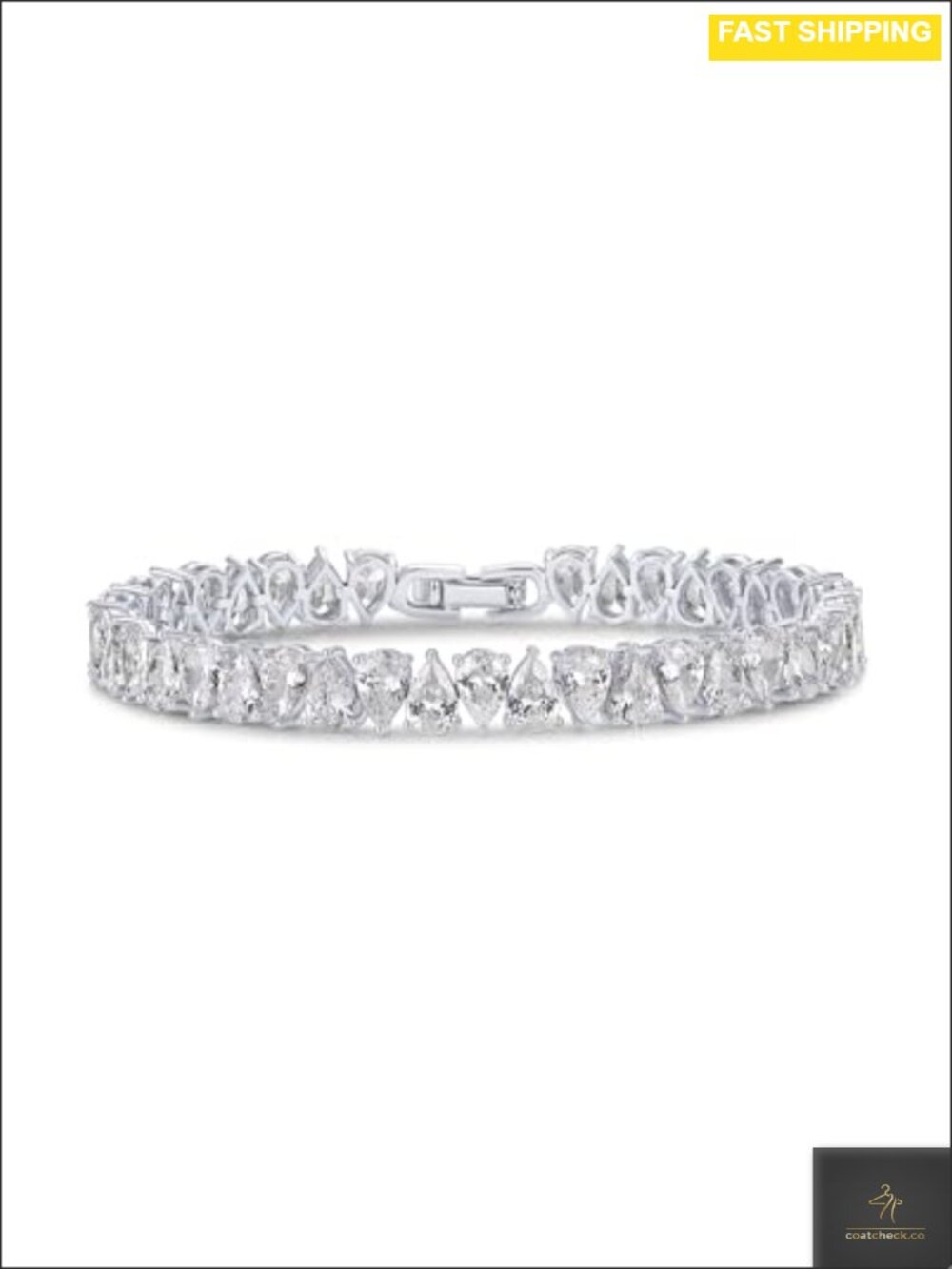 14K Gold Plated Tennis Bracelet Pear CZ Bridal Wedding Jewelry